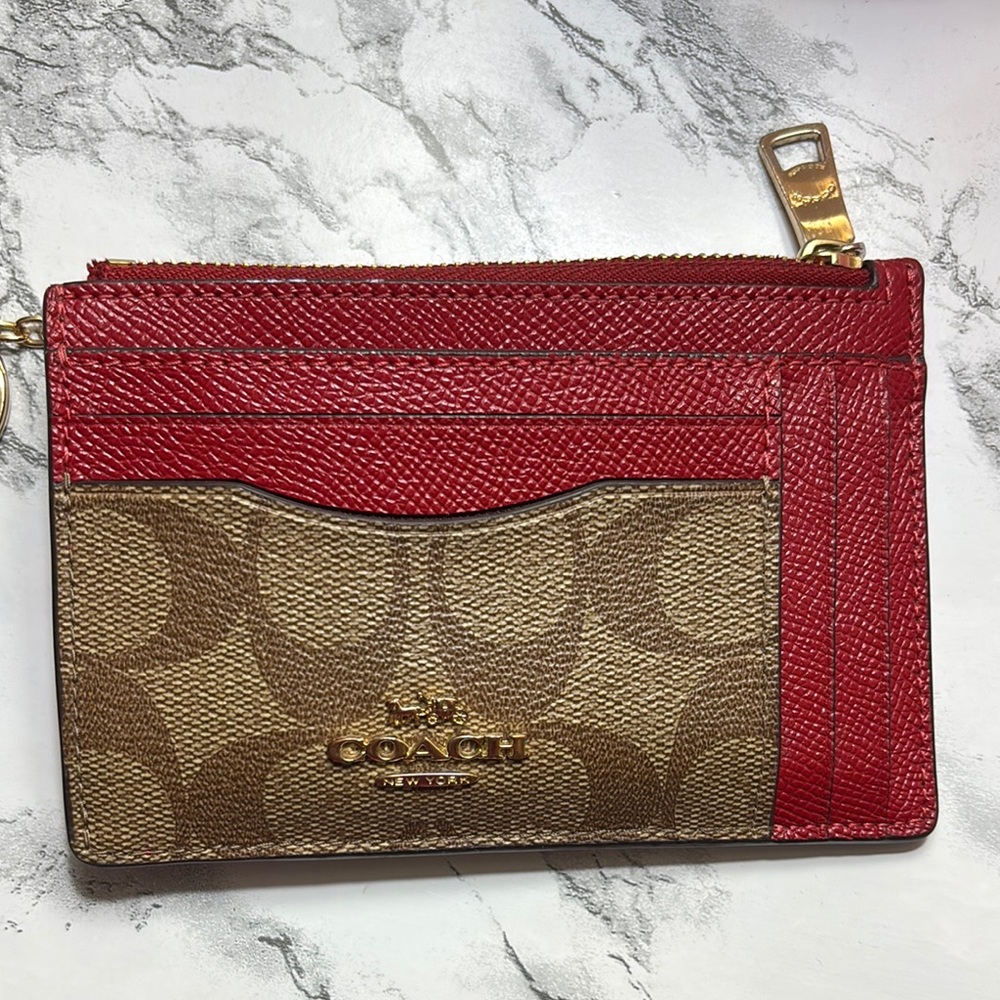 Coach Red and Tan Wristlet